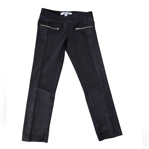 DKNY Black 2 Patterned Pull On Pants 67% Cotton 29% Polyester  4% Spandex Size S - Picture 1 of 6